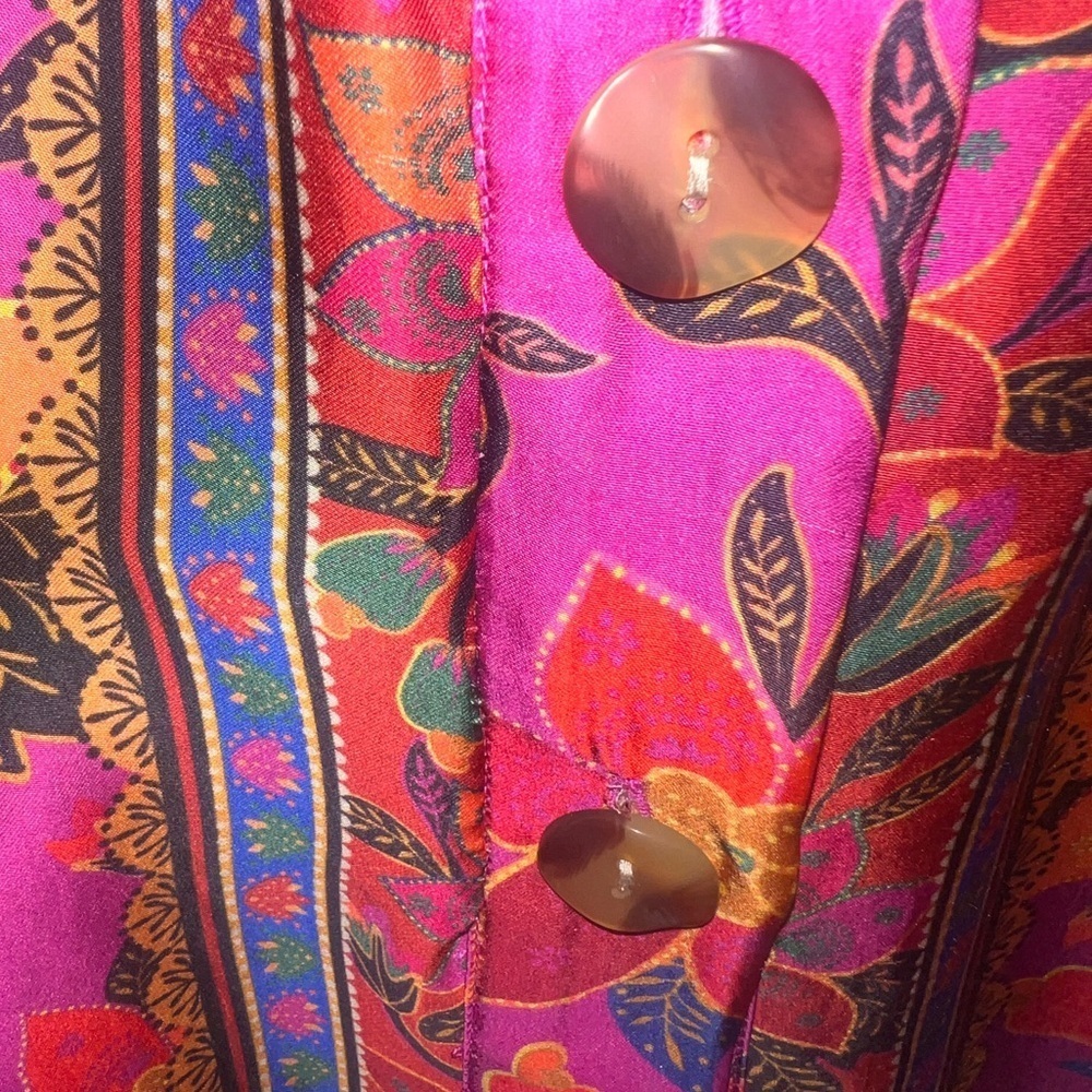 {FARM Rio Floral Pink Tropical Print Midi Shirt Dress Tapestry Size Small} - Picture 12 of 13